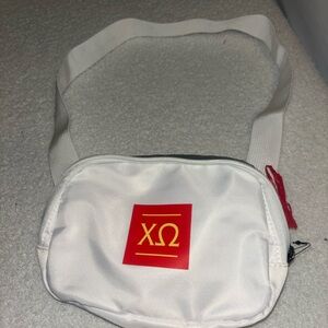 White Chi Omega Belt Bag